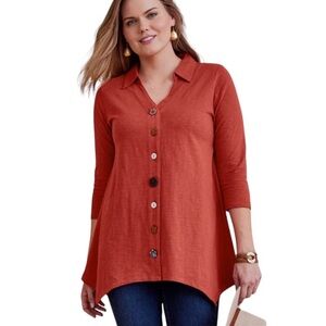 SOFT SURROUNDINGS | Women’s Danielle Multi Snap Button 3/4 Sleeves Top size SP